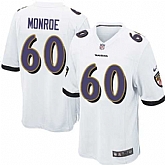 Nike Men & Women & Youth Ravens #60 Monroe White Team Color Game Jersey,baseball caps,new era cap wholesale,wholesale hats
